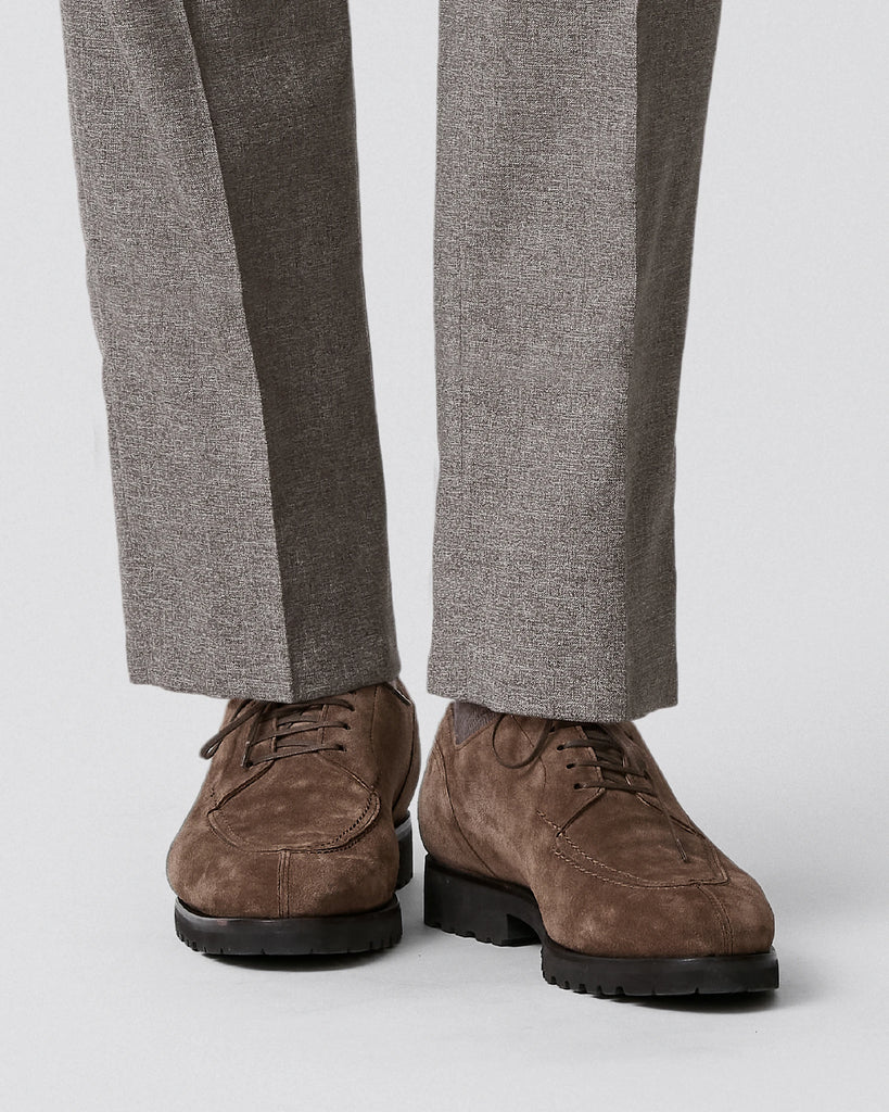 Formal Round Split Toe Bluchers Suede Nut Brown