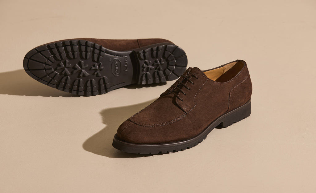 Formal Round Split Toe Bluchers Suede Chocolate Brown