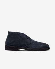 Contemporary Round Chukka Boots Midnight Blue Suede