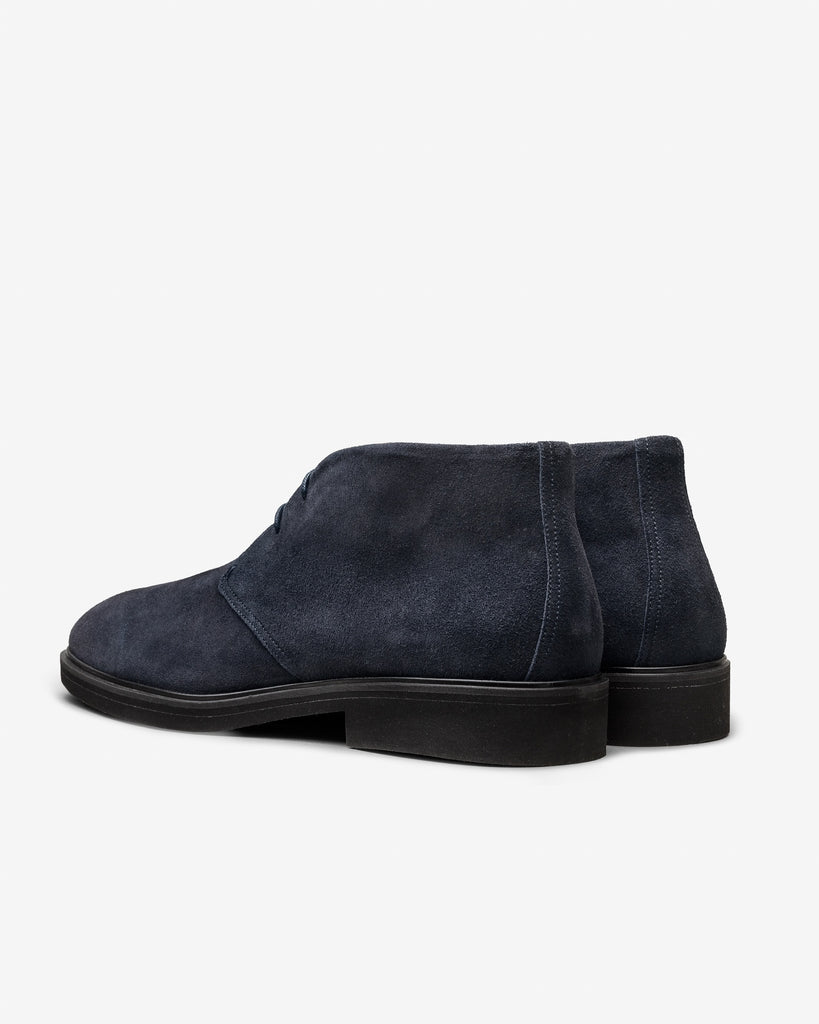 Contemporary Round Chukka Boots Midnight Blue Suede