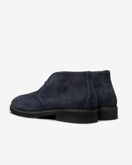 Contemporary Round Chukka Boots Midnight Blue Suede