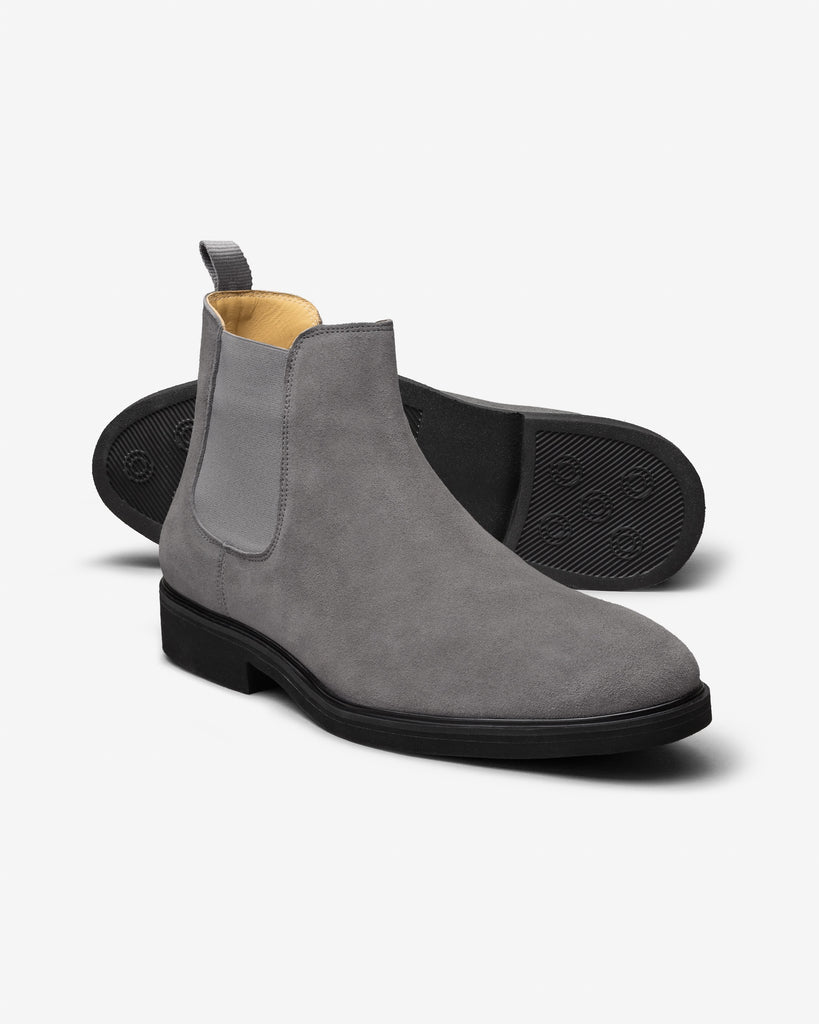 Contemporary Round Chelsea Boots Suede Mid Grey
