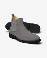 Contemporary Round Chelsea Boots Suede Mid Grey