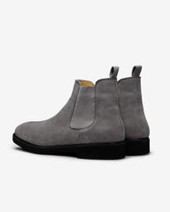 Contemporary Round Chelsea Boots Suede Mid Grey