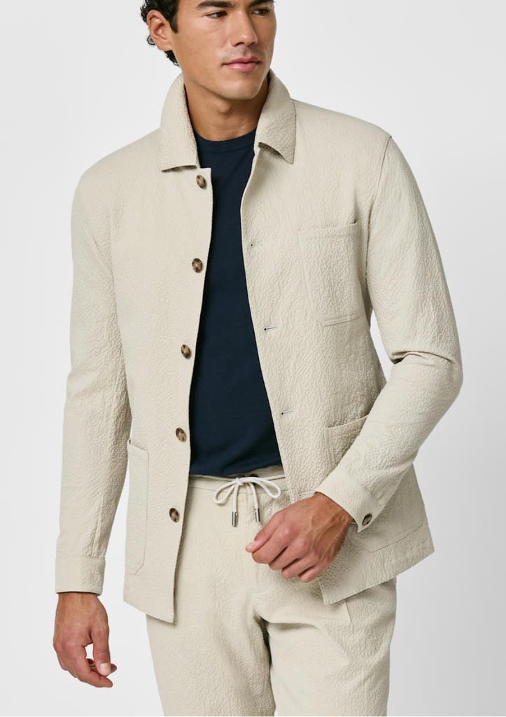 Subalpino Sand Stretch Cotton Seersucker