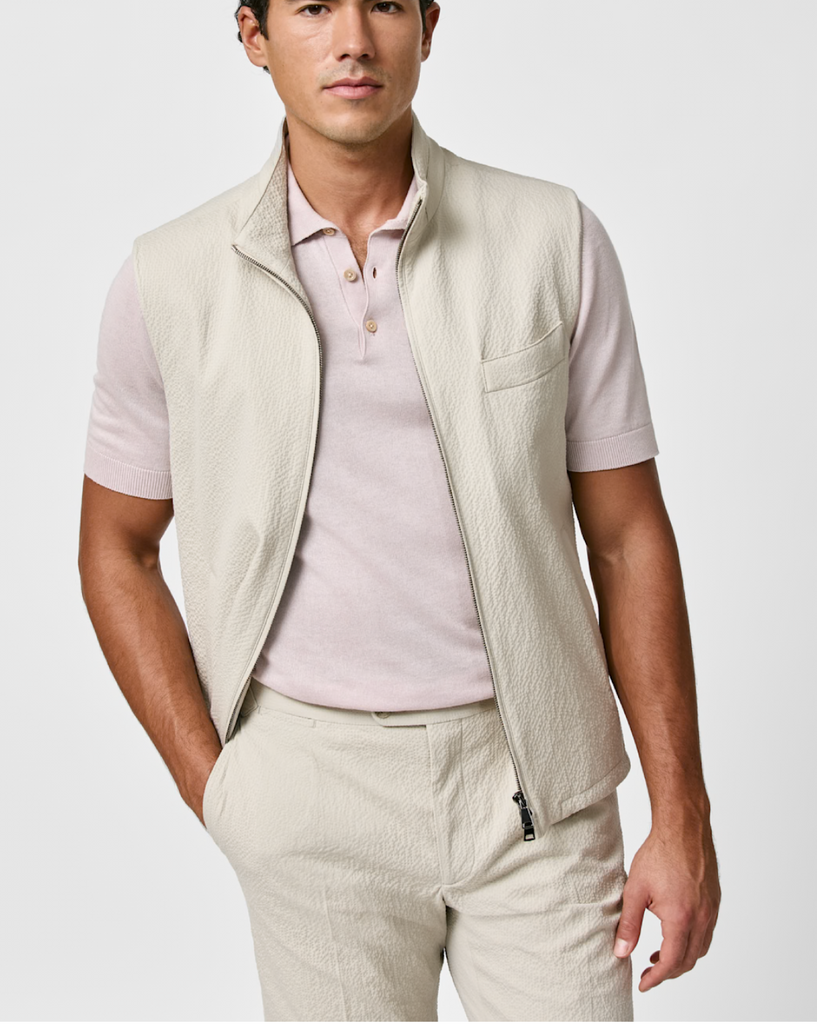 Vest / Bodywarmer Subalpino Sand Stretch Cotton Seersucker