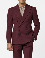 Subalpino Autumn Red Stretch Cotton Seersucker