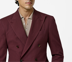 Subalpino Autumn Red Stretch Cotton Seersucker