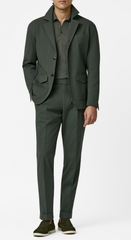 Subalpino Army Green Stretch Cotton Seersucker