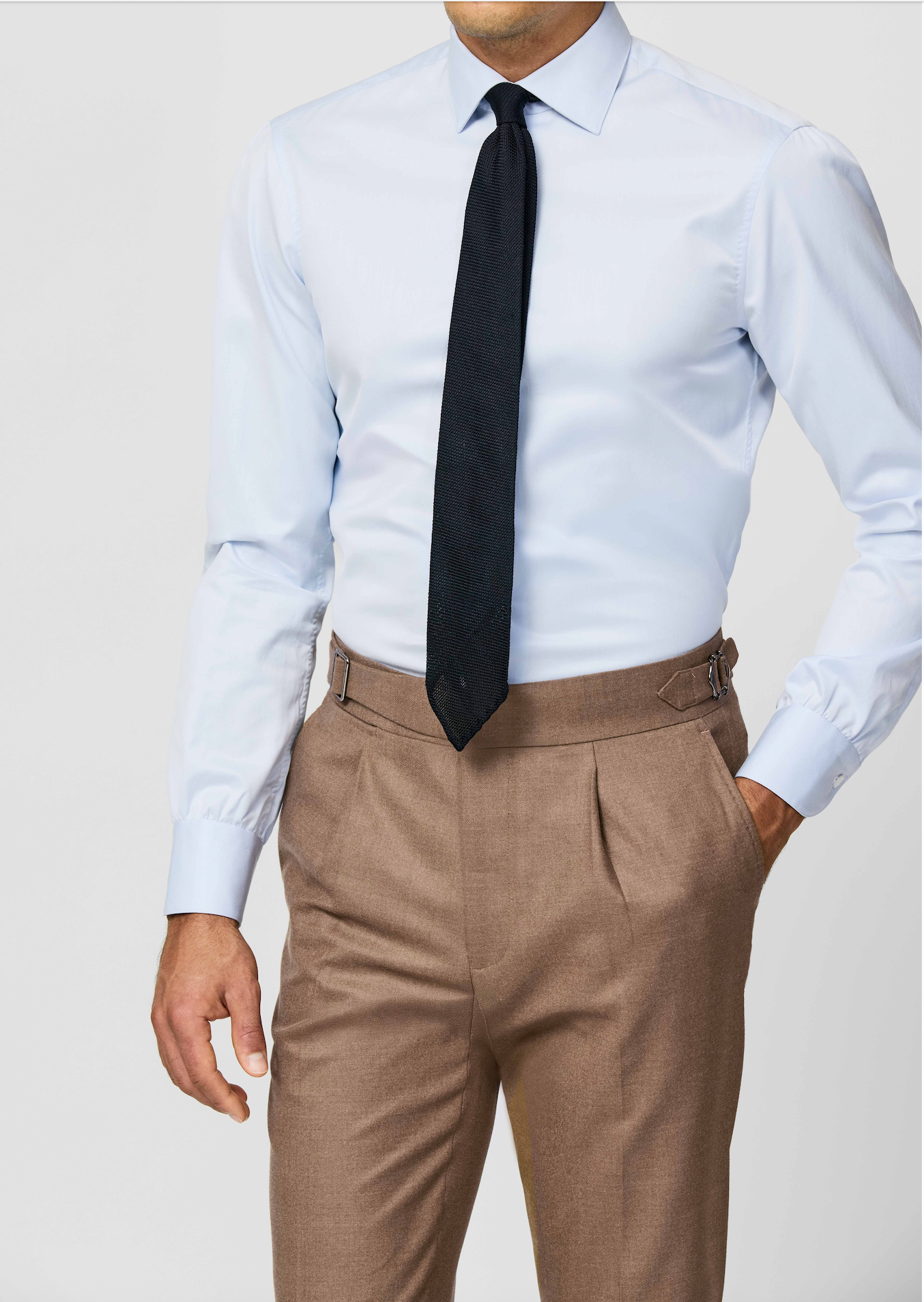 Thomas Mason Light Blue Two Ply Sea Island Cotton Fine Twill