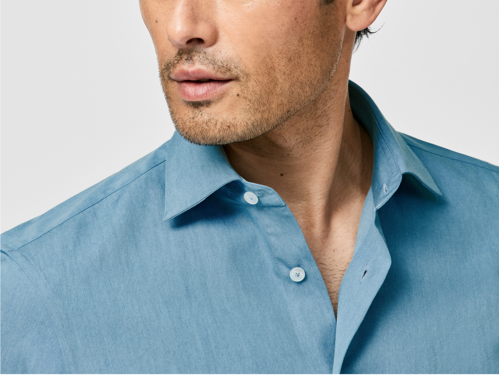 Albiate Light Blue Washed Denim Cotton Twill