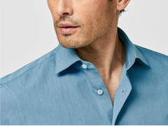 Albiate Light Blue Washed Denim Cotton Twill