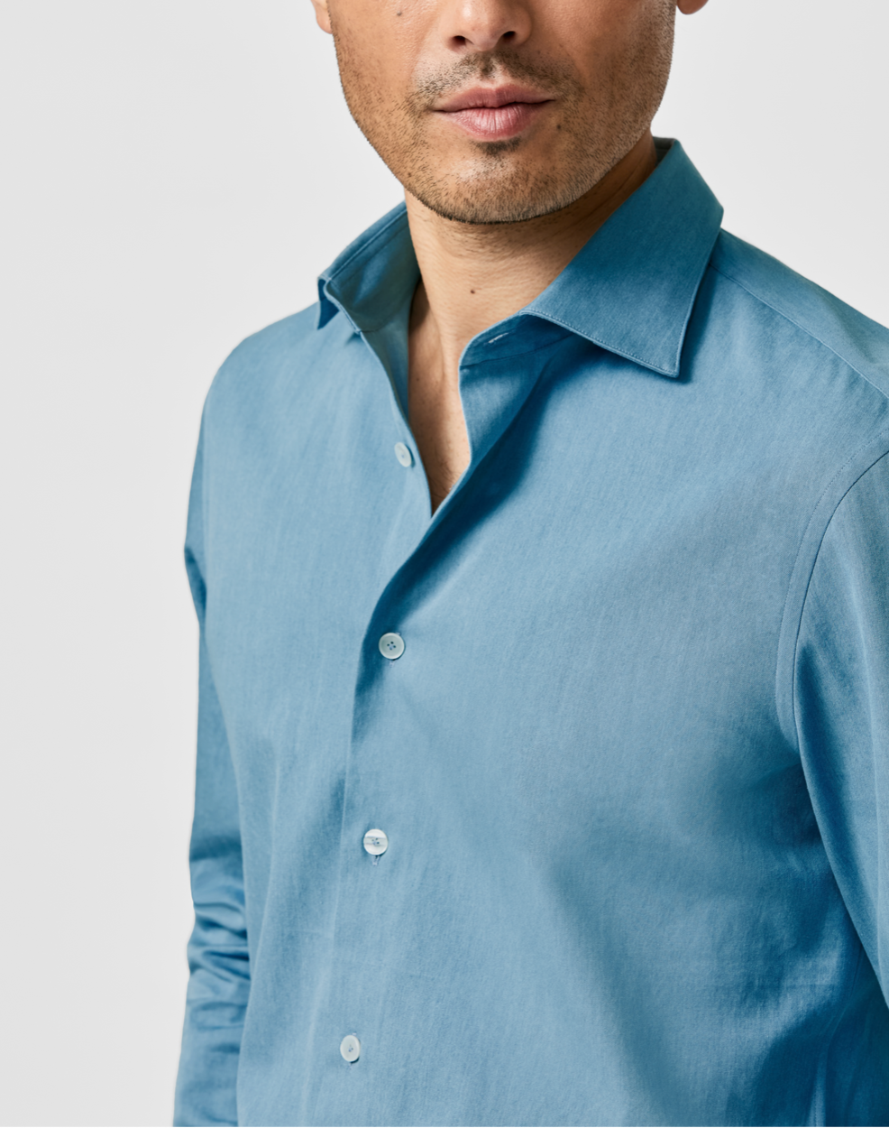 Albiate Light Blue Washed Denim Cotton Twill