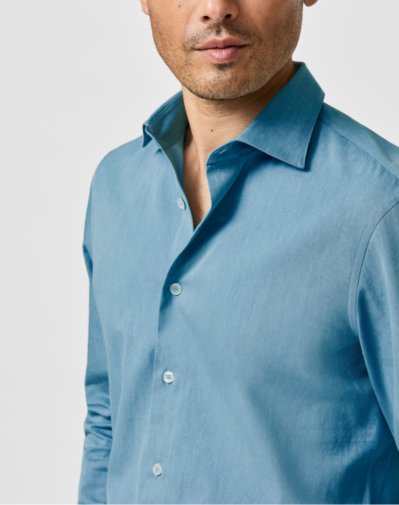 Albiate Light Blue Washed Denim Cotton Twill