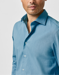 Albiate Light Blue Washed Denim Cotton Twill
