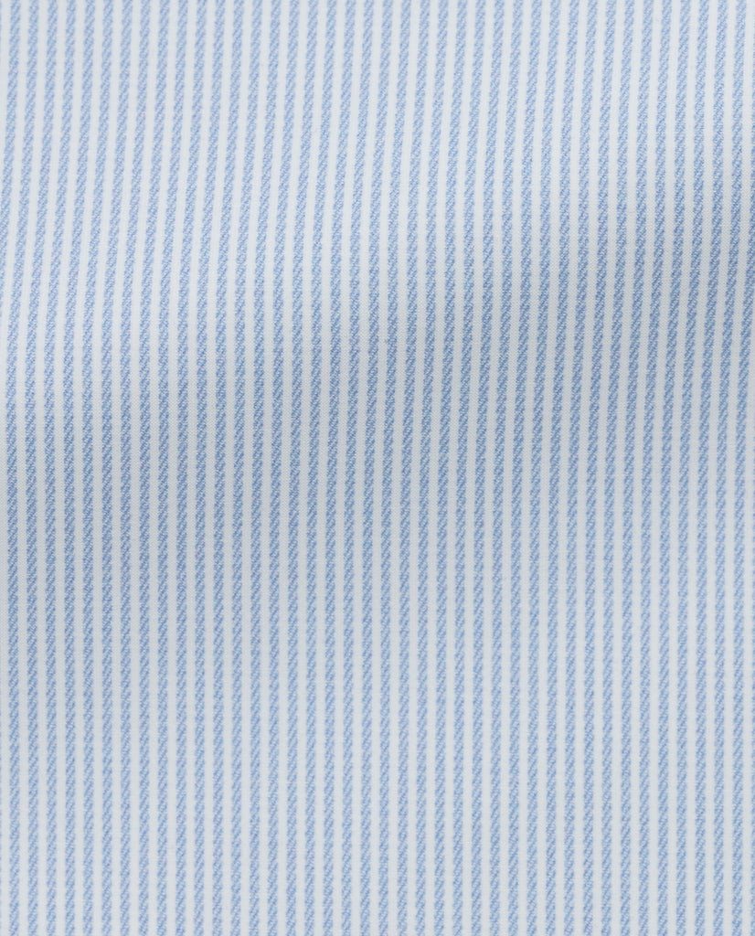 Canclini White with Light Blue Pinstripes High Stretch Performance Knit