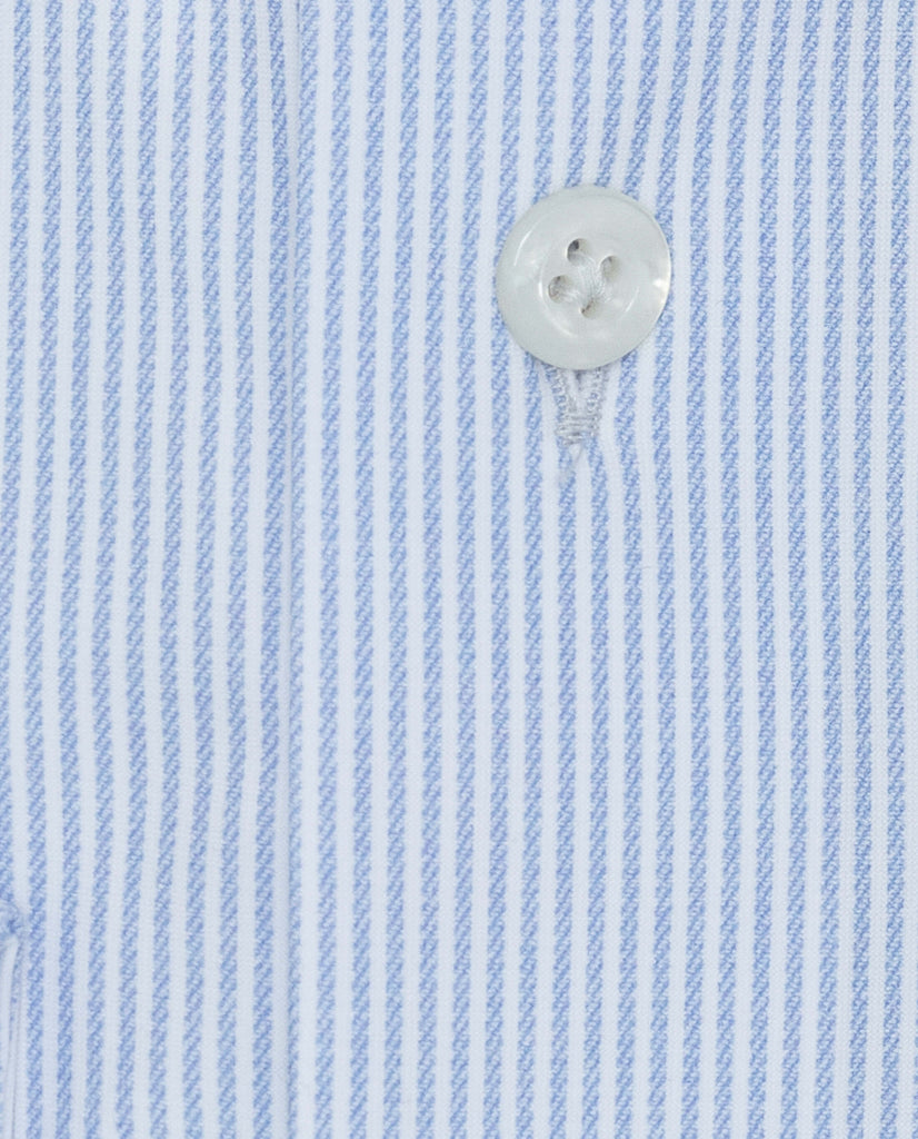 Canclini White with Light Blue Pinstripes High Stretch Performance Knit