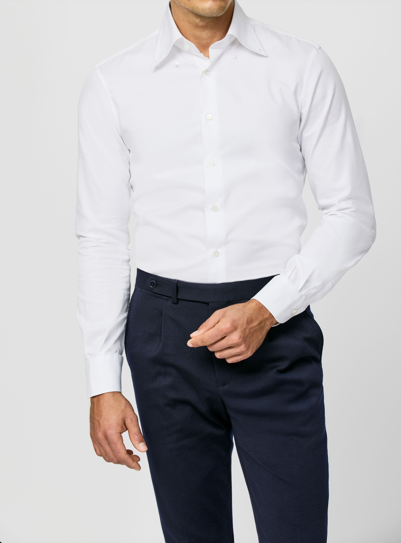 Thomas Mason White Luxury Sea Island Two Ply Cotton Fine Royal Oxford