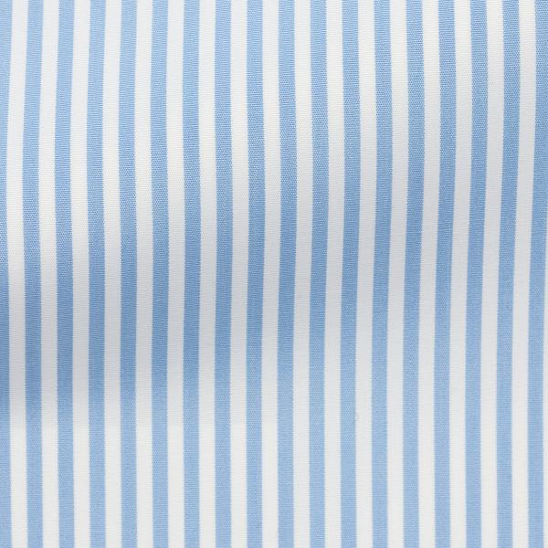 Thomas Mason White with Sky Blue Bengal Stripe Two Ply Sea Island Cotton Poplin