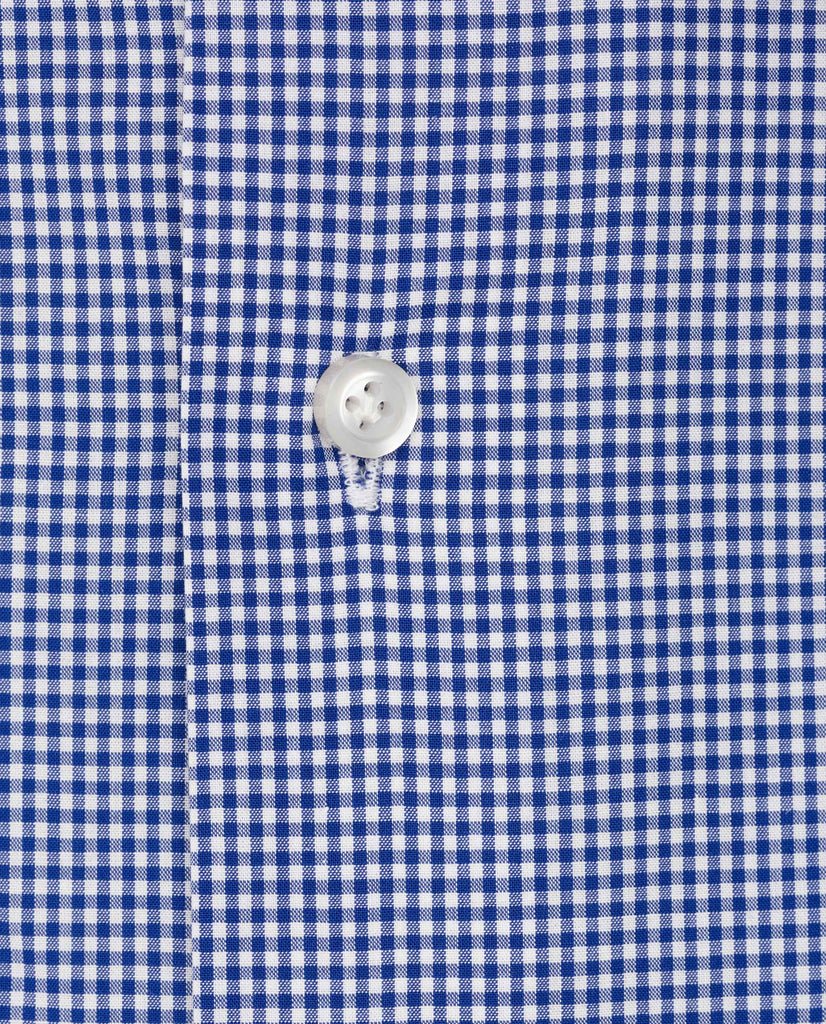 Thomas Mason White with Dark Blue Gingham Check Two Ply Cotton Poplin