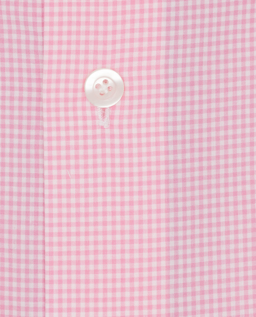 Thomas Mason White Cotton with Light Pink Gingham Check