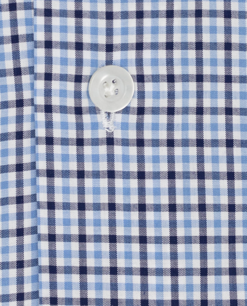 Thomas Mason White with Mixed Blue Tattersall Check Egyptian Cotton Poplin