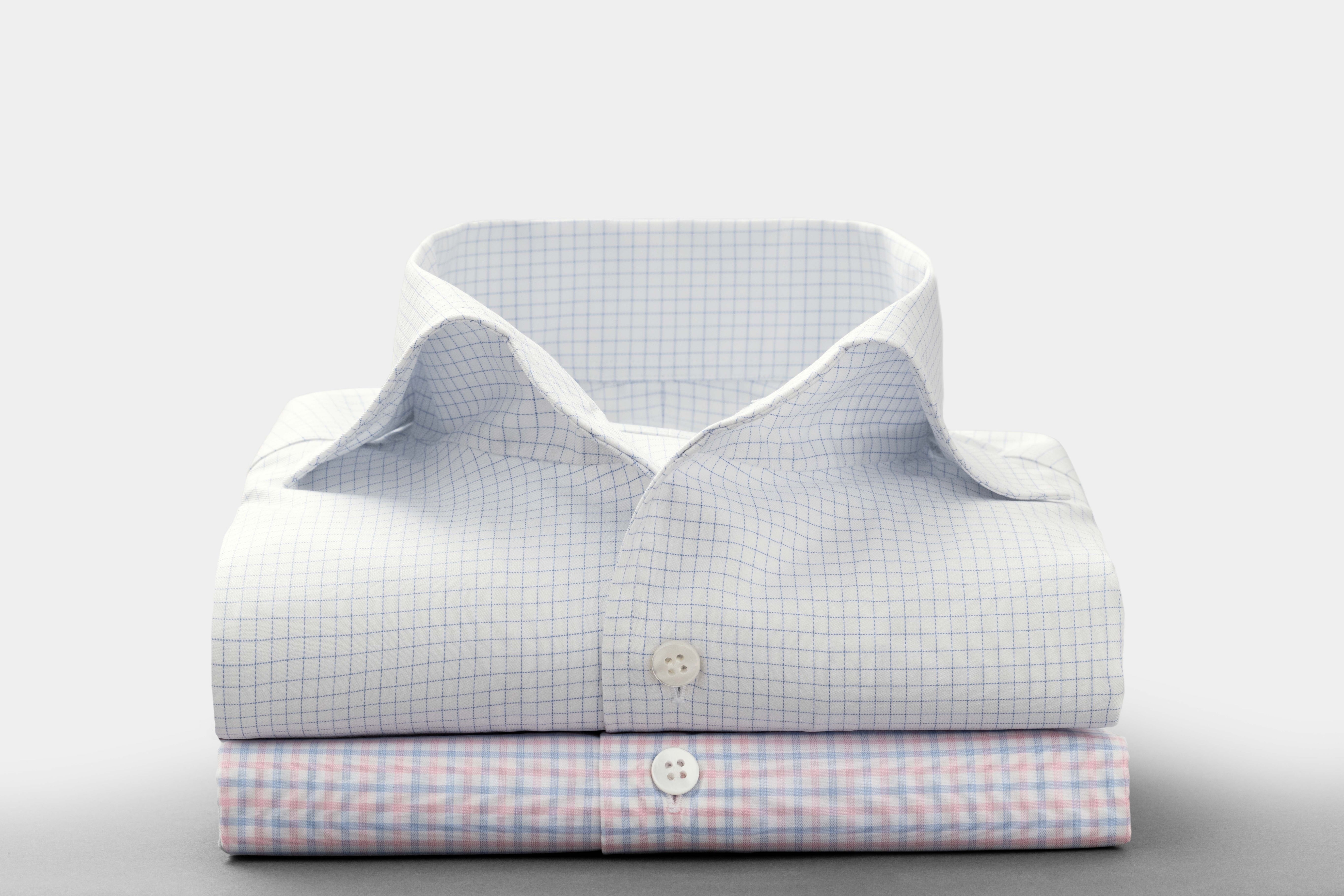 Thomas Mason White 100/2 Cotton Twill With Blue Graph Check
