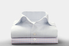 Thomas Mason Lightweight Two Ply 100/2 Egyptian Cotton Royal Twill White with Blue Graph Check