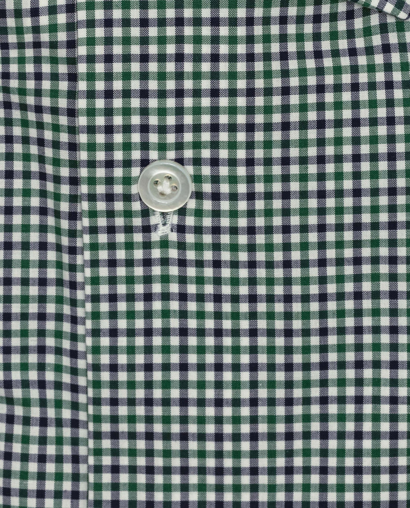 Thomas Mason White with Navy & Green Tattersall Check Egyptian Cotton Poplin
