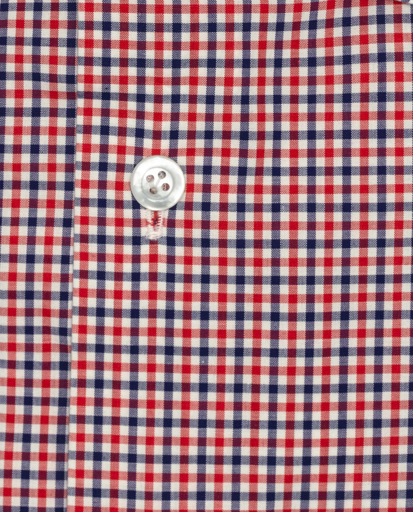 Thomas Mason White with Navy & Red Tattersall Check Two Ply Egyptian Cotton Poplin