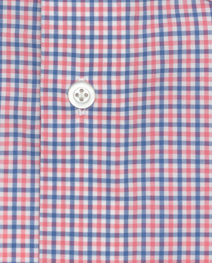 Thomas Mason White with Blue & Pink Tattersall Check Egyptian Cotton Poplin