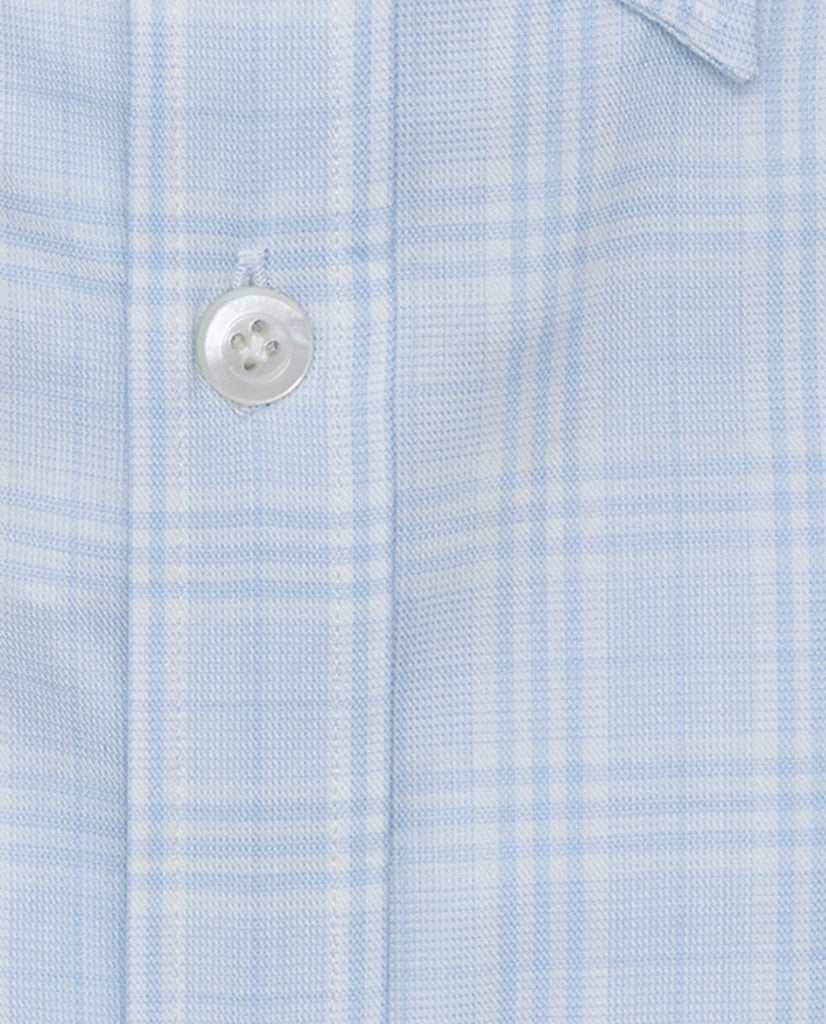 Albini Light Blue with Subtle Check Lightweight Egyptian Cotton Twill