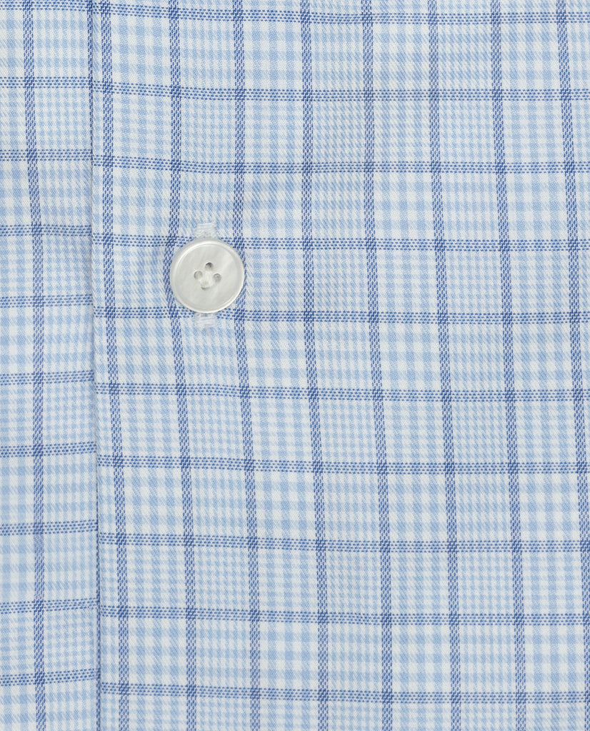 Thomas Mason Mixed Blue Check Fine Compact Two Ply Cotton Twill