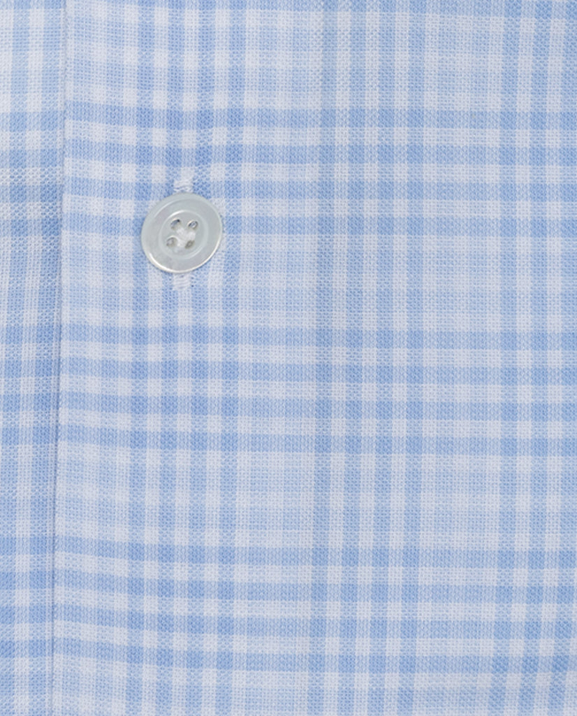 Albini White & Light Blue Check Lightweight Egyptian Cotton