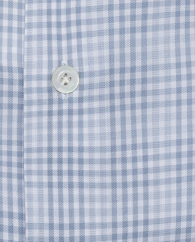 Albini White & Light Grey Check Lightweight Egyptian Cotton