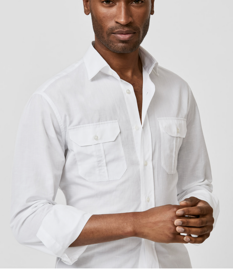 Canclini White Lightweight Two Ply Cotton & Batiste Linen