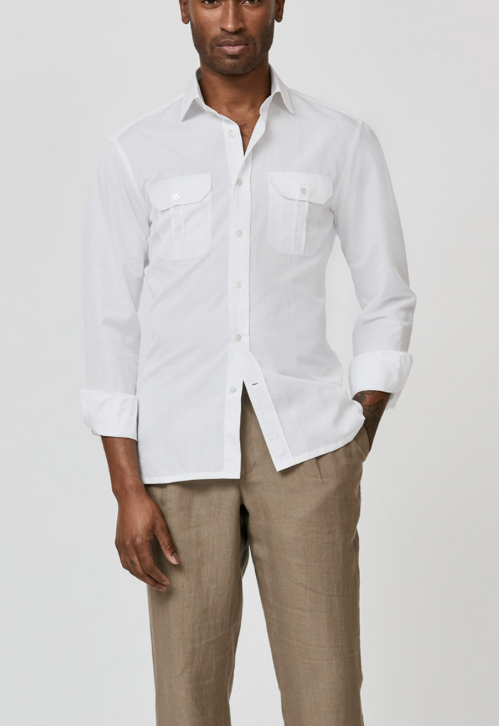 Canclini White Lightweight Two Ply Cotton & Batiste Linen