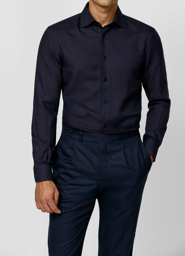 Somelos Navy Mouliné Modal & Merino Wool