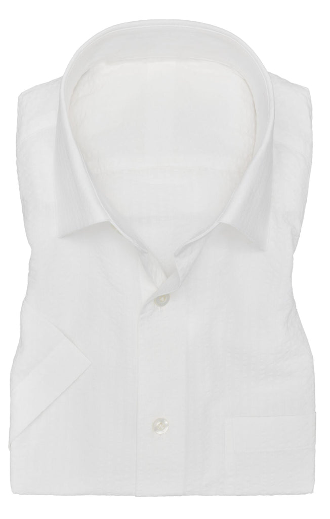 Albini White Lightweight Cotton Seersucker