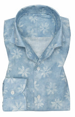 Light   Blue Linen With White Tropical Flowers Inspiration