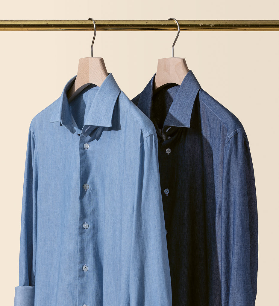 Canclini Blue Lightweight Washed Cotton Denim Twill