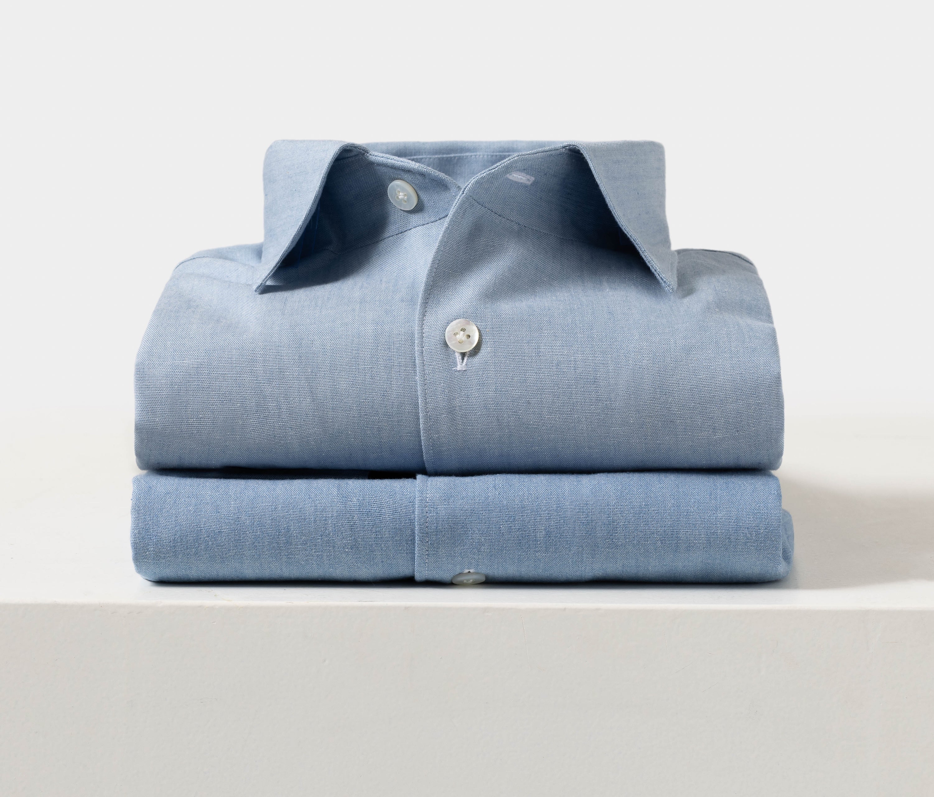 Canclini Light Blue Casual Washed Cotton Denim Plain Weave