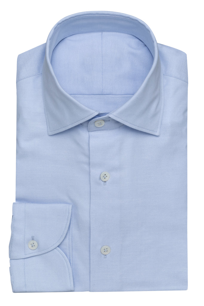 Albini Yoga Duke Light Blue Natural Stretch Easy Care Cotton Oxford