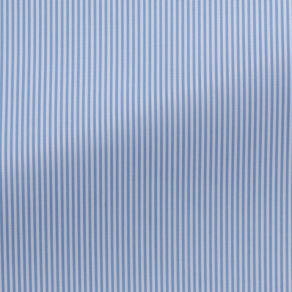 Thomas Mason Two Ply 100/2 Egyptian Cotton Poplin Light Blue Bengal Stripes
