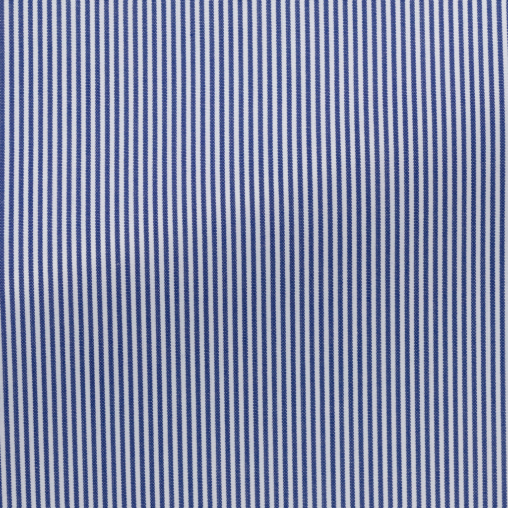 Thomas Mason Two Ply 100/2 Egyptian Cotton Poplin Royal Blue Bengal Stripes