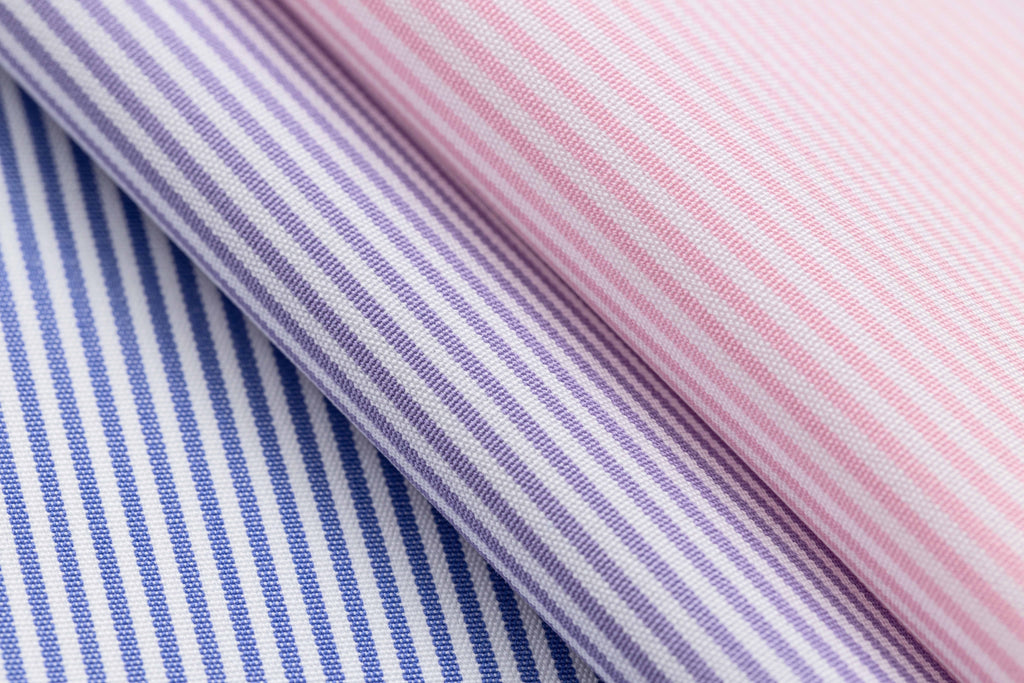 Thomas Mason Two Ply 100/2 Egyptian Cotton Poplin Lilac Bengal Stripes