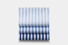 Canclini Two Ply 90/2 Cotton Poplin White with Light Blue Bold Stripes