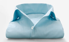 Thomas Mason Lightweight Two Ply 100/2 Egyptian Cotton Poplin White & Turquoise Micro Houndstooth