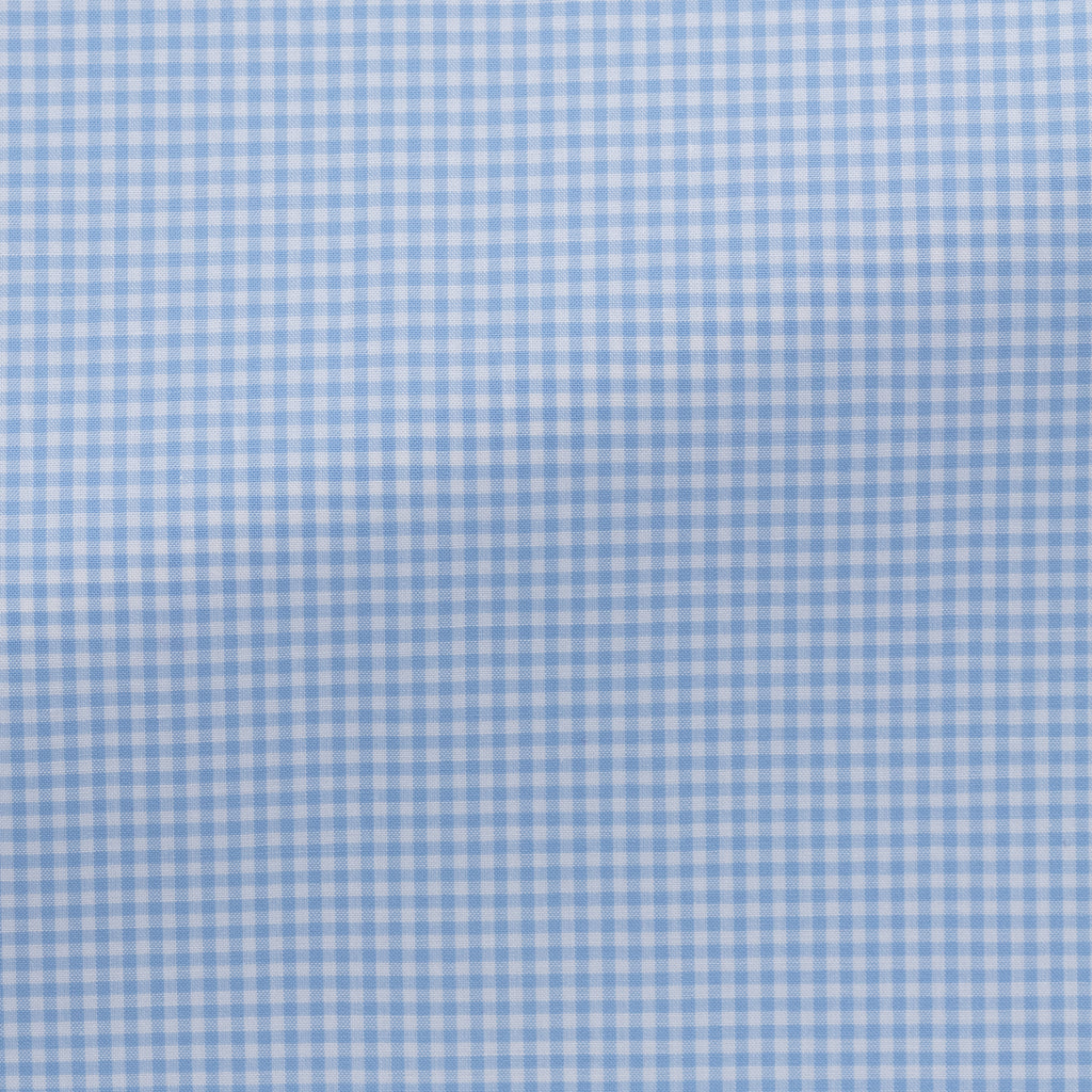Thomas Mason Lightweight Egyptian Cotton Poplin White with Light Blue Micro Check
