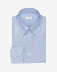 Thomas Mason Lightweight Egyptian Cotton Poplin White with Light Blue Micro Check